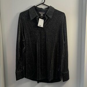 Dark Grey Sparkle Button-Up Shirt